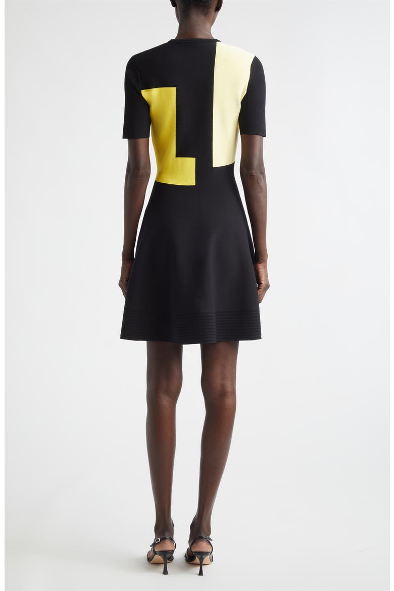 Collage Colorblock Jacquard Knit Fit & Flare Minidress, Alternate, color, BLACK