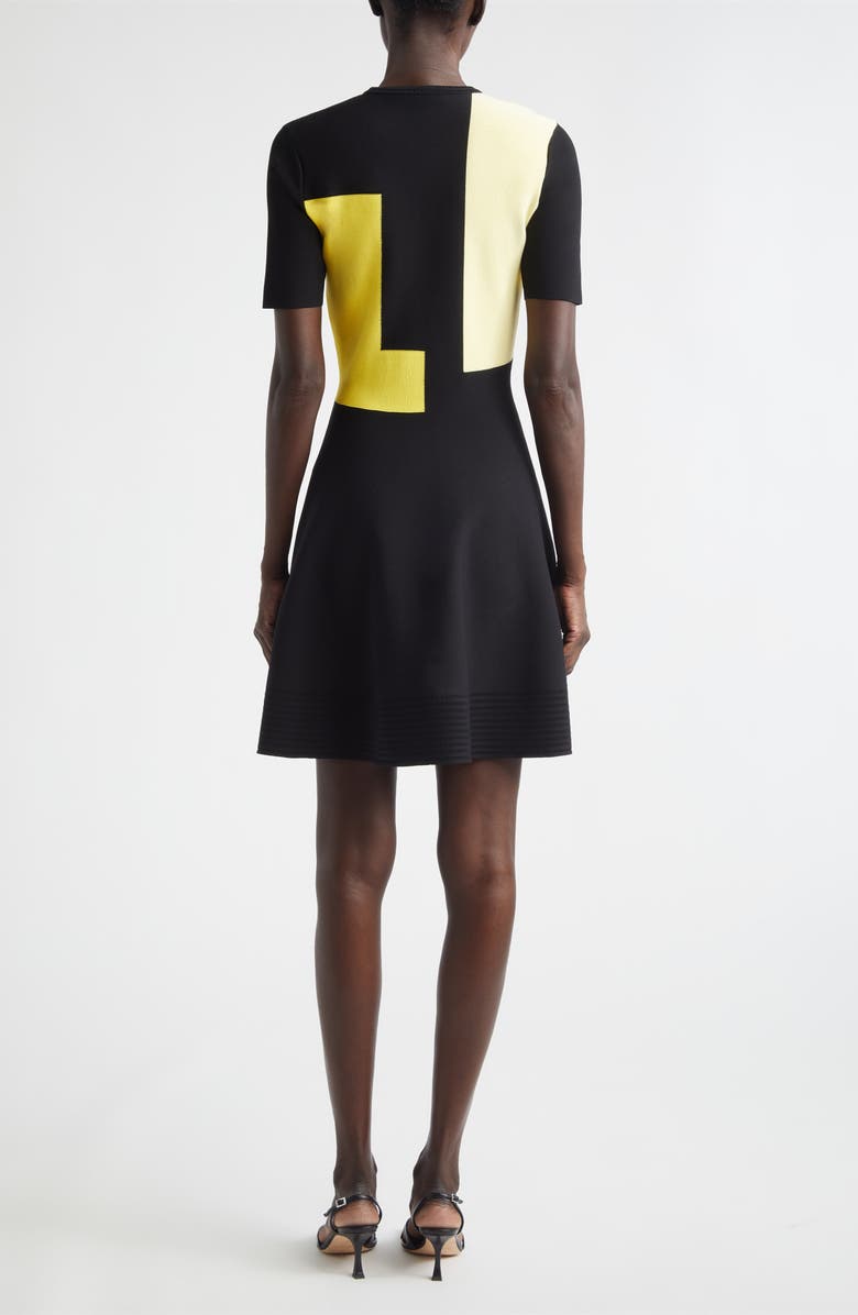 Jason Wu Collection Collage Colorblock Jacquard Knit Fit & Flare Minidress, Alternate, color, Black