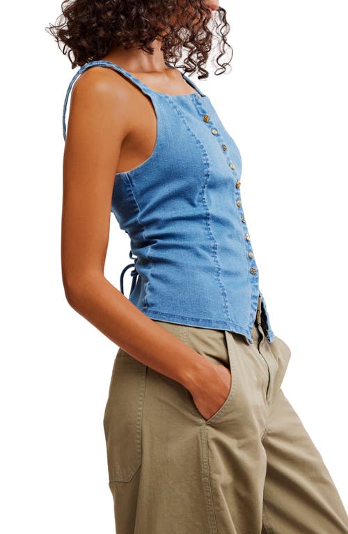 Free People A Moment In Time Denim Vest In Medium Wash