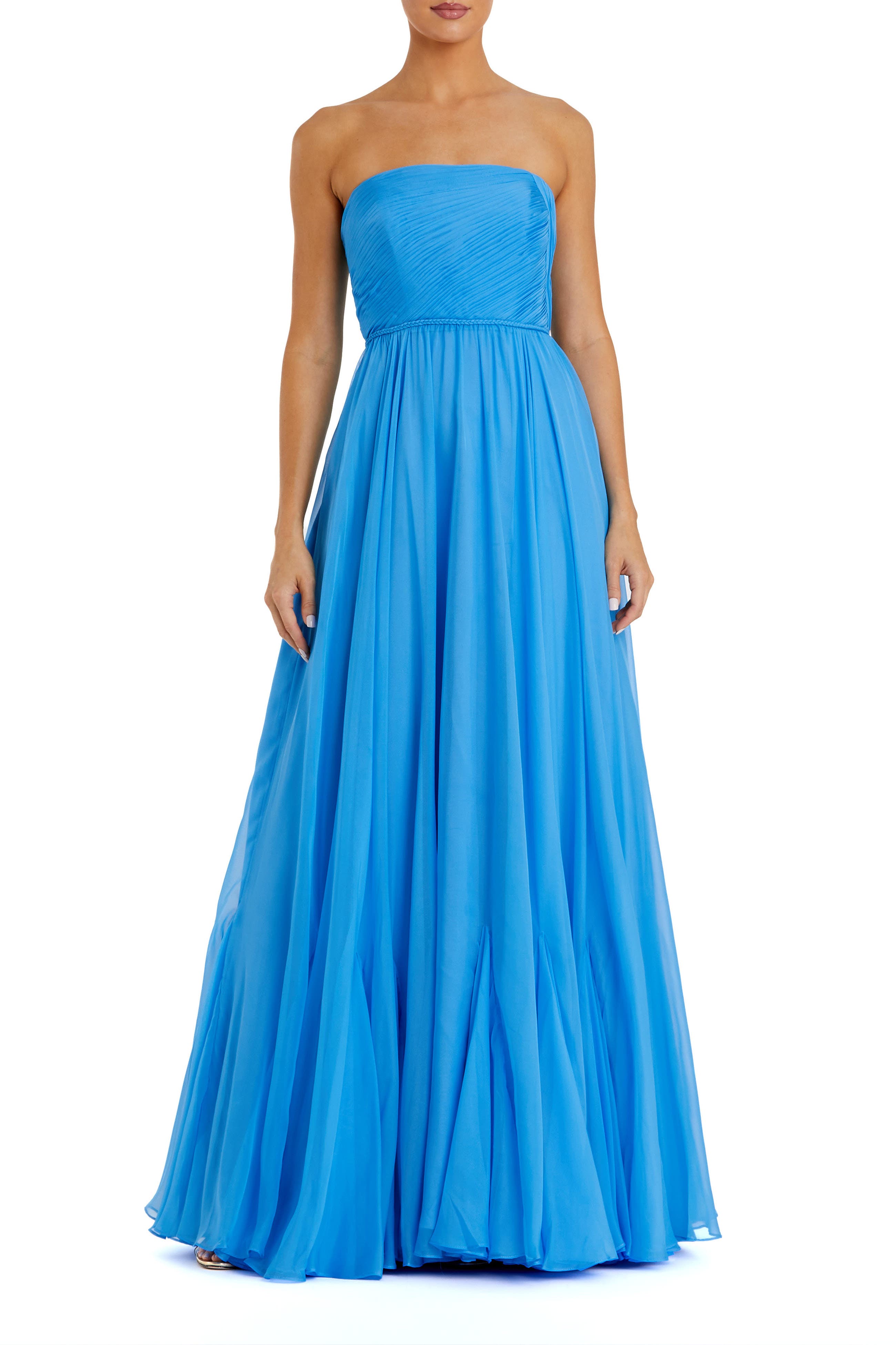 Strapless Chiffon Gown With Braided Belt - image 3