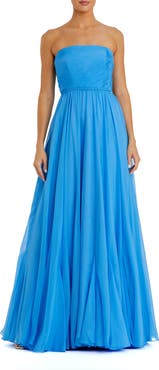 Mac Duggal Strapless Chiffon Gown With Braided Belt