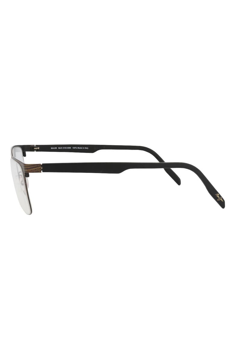 Maui Jim 53mm Rectangle Optical Frames, Alternate, color, Wood Grain Black Transparent