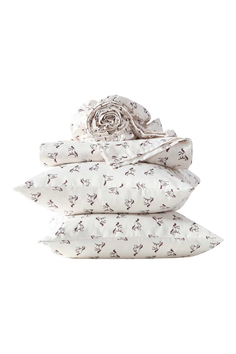 Wild Horses Print Microfiber Sheet Set, Alternate, color, MEDIUM BEIGE