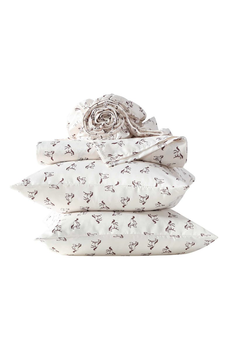 Wrangler Wild Horses Print Microfiber Sheet Set, Alternate, color, Medium Beige