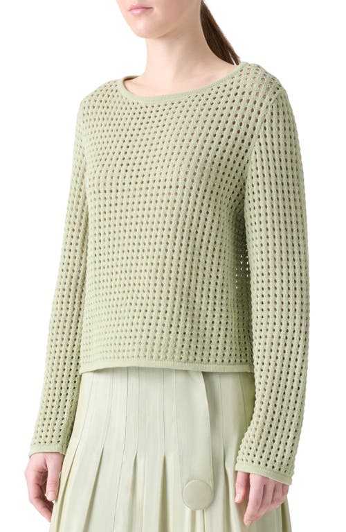 Akris Punto Boat-neck Chunky Cotton Mesh Knit Sweater In Green
