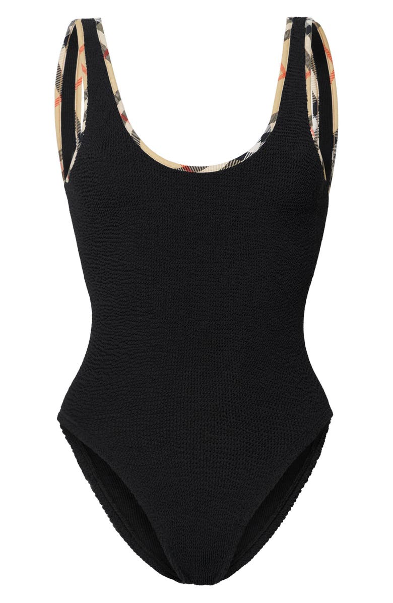 Burberry x Hunza G Faye Original Crinkle<sup>™</sup> One-Piece Swimsuit, Alternate, color, Black