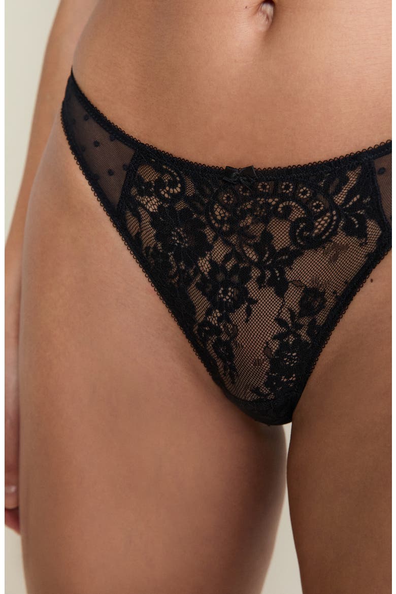 Infini Lace Tanga Thong, Alternate, color, BLACK