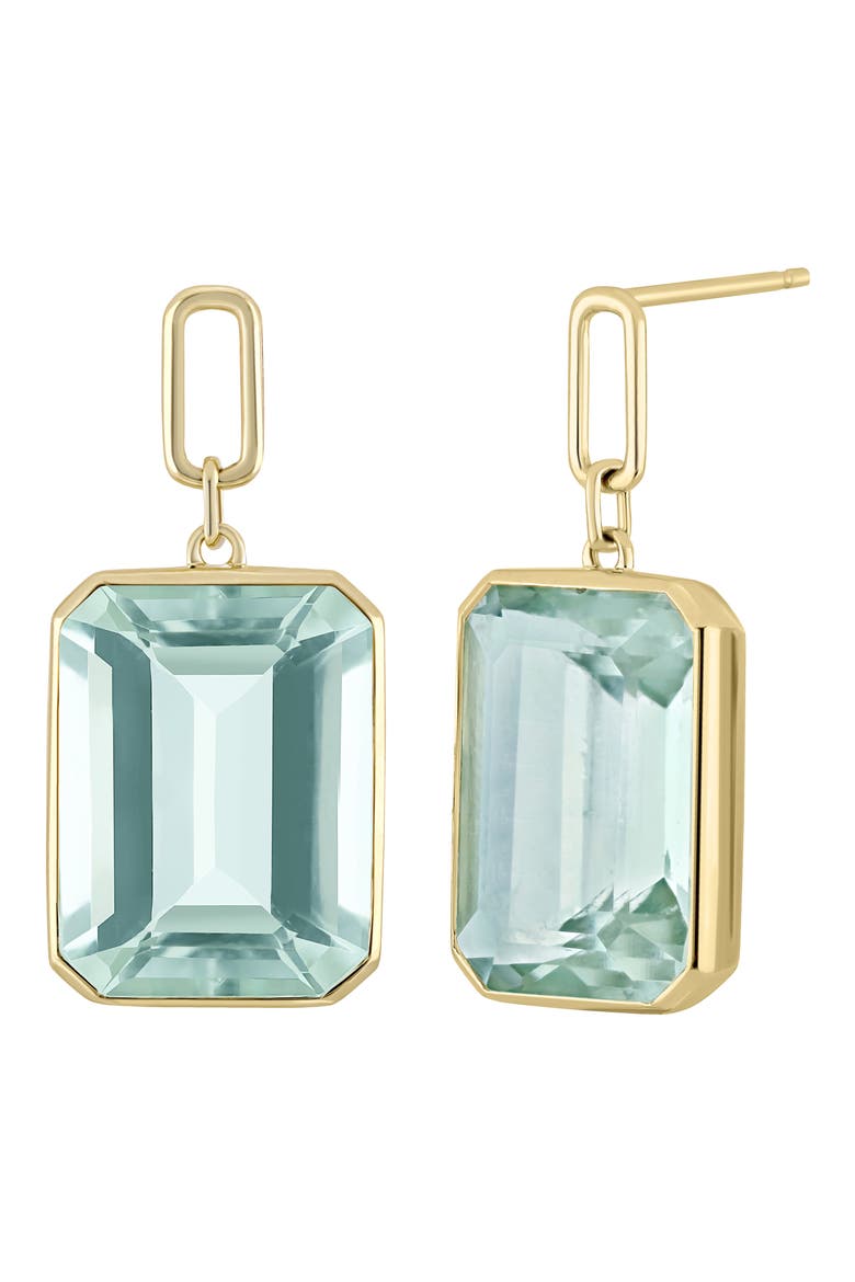 14k Gold Green Quartz Drop Earrings, Main, color, 14KY