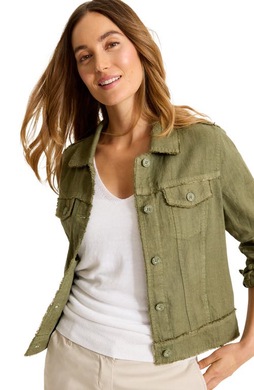 Tommy Bahama Two Palms Linen Raw Edge Jacket In Dk Fern