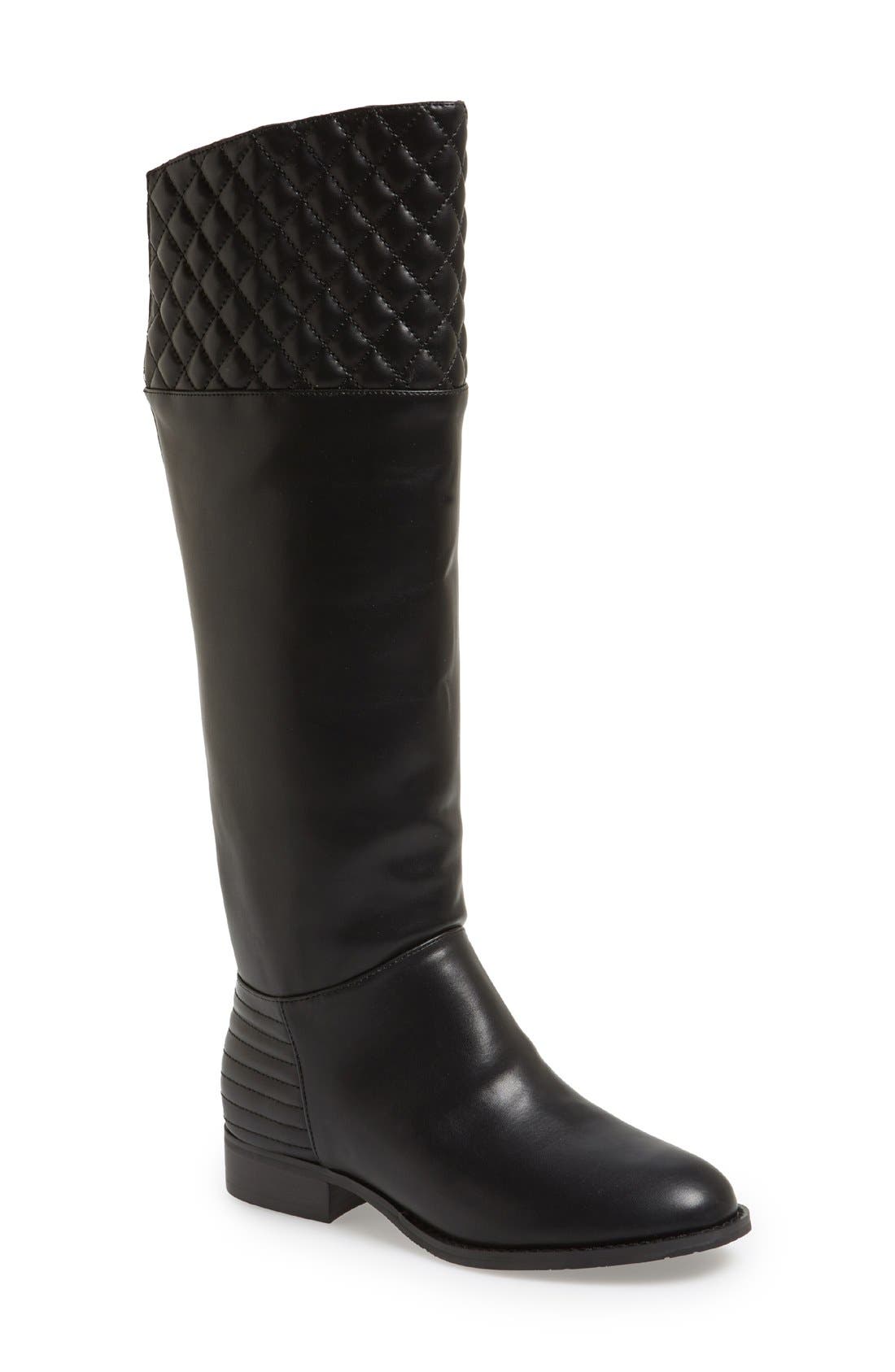 'Fallout' Stretch Riding Boot, Main, color, BLACK
