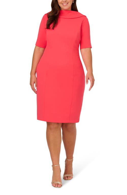 Adrianna Papell Foldover Neck V-back Sheath Dress In Beach Rose