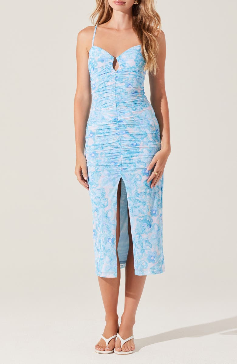 ASTR the Label Palmero Floral Print Ruched Sleeveless Maxi Dress, Main, color,