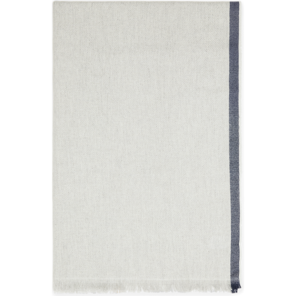 Brunello Cucinelli Cashmere Stripe-detail Diagonal Scarf In Pearl Grey