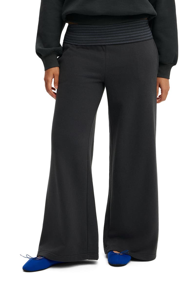 Women's Fold Over Waistband Sweatpant, Alternate, color, Shadowstone Stripe