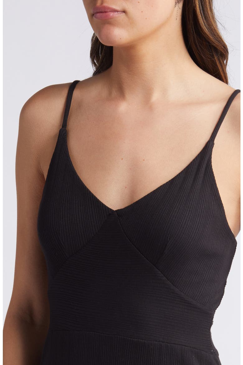 Melanie Rib Midi Dress, Alternate, color, JET BLACK