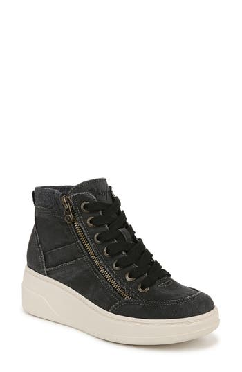 Blowfish Malibu Women's Camden Wedge High Top Sneakers In Black Distressed Canvas