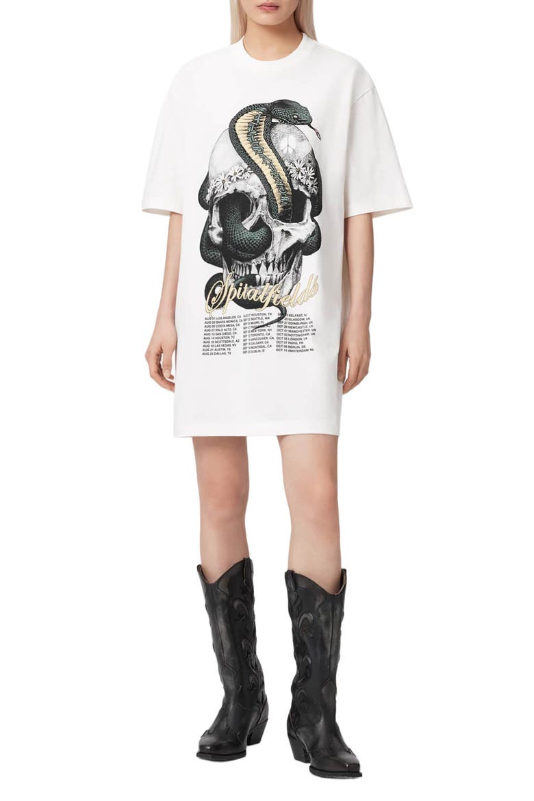 Snakehead Graphic T-Shirt Dress, Main, color, CHALK WHITE