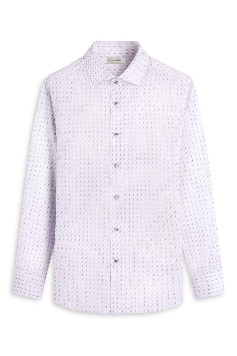 Axel Geo Print Shaped Fit Stretch Cotton Button-Up Shirt, Alternate, color, PLATINUM