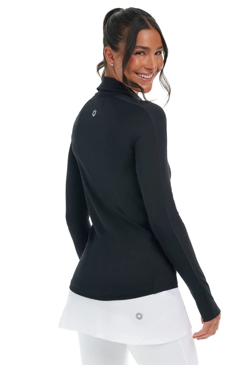 Women's Long Sleeve Quarter Zip Polo with Sun and UV Protection, Alternate, color, Black