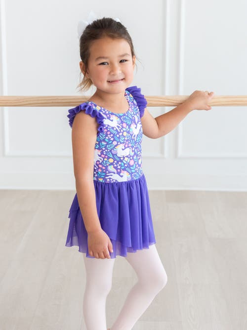 Rufflebutts Girls Flutter Sleeve Leotard In Purple