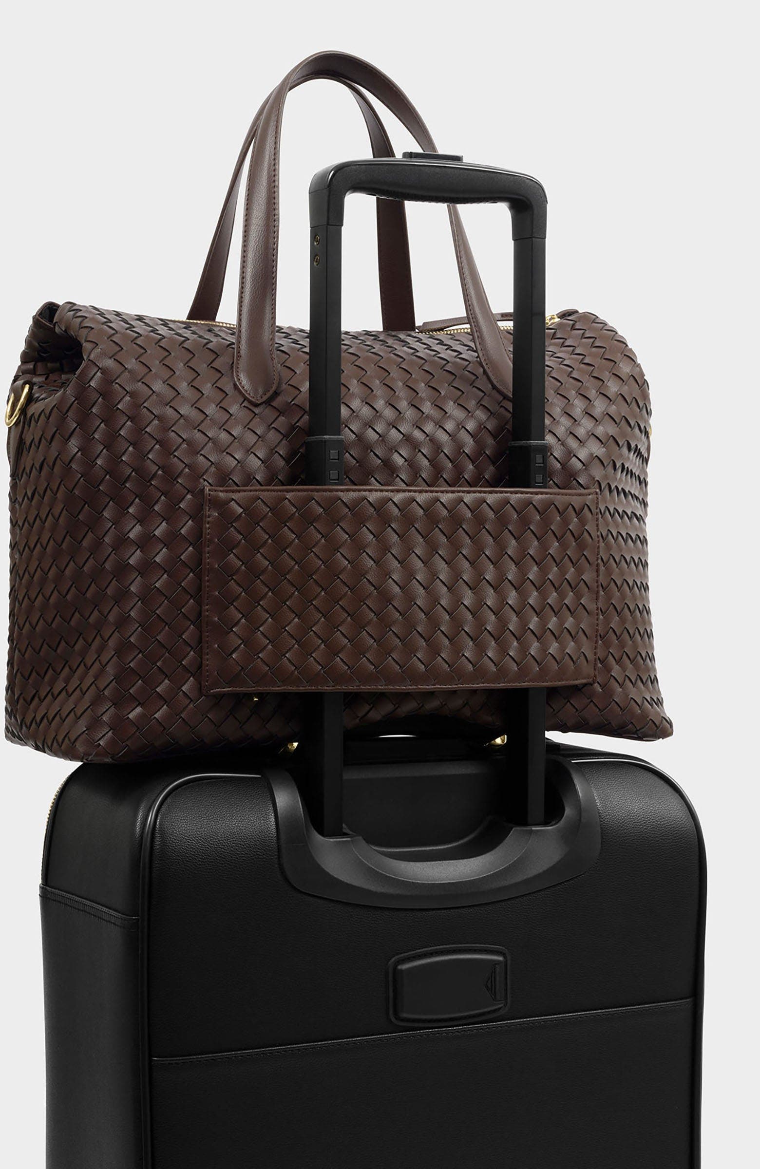 Milan Hand Woven Cabin Bag, Alternate, color, Chocolate