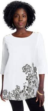 Jessica London Stretch Cotton Boatneck Tunic