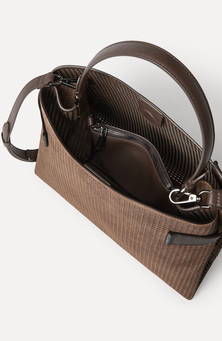 Brunello Cucinelli Leather Essence top-handle bag, Alternate, color, Brown