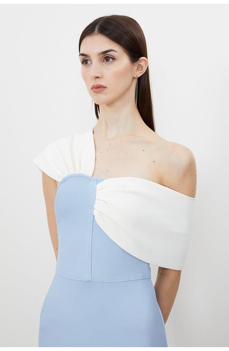 Karen Millen Figure Form Asymmetric Midi Dress, Alternate, color, Light Blue