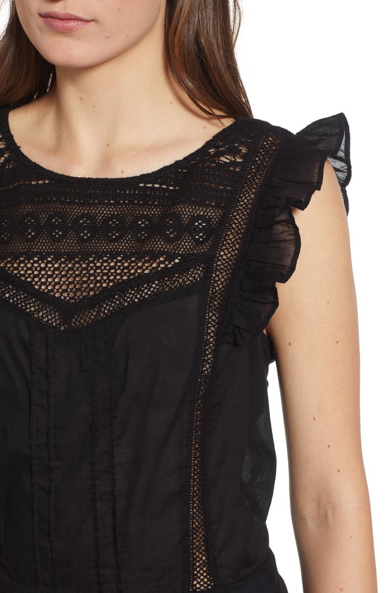 Hinge Mixed Lace Peplum Top, Alternate, color, 