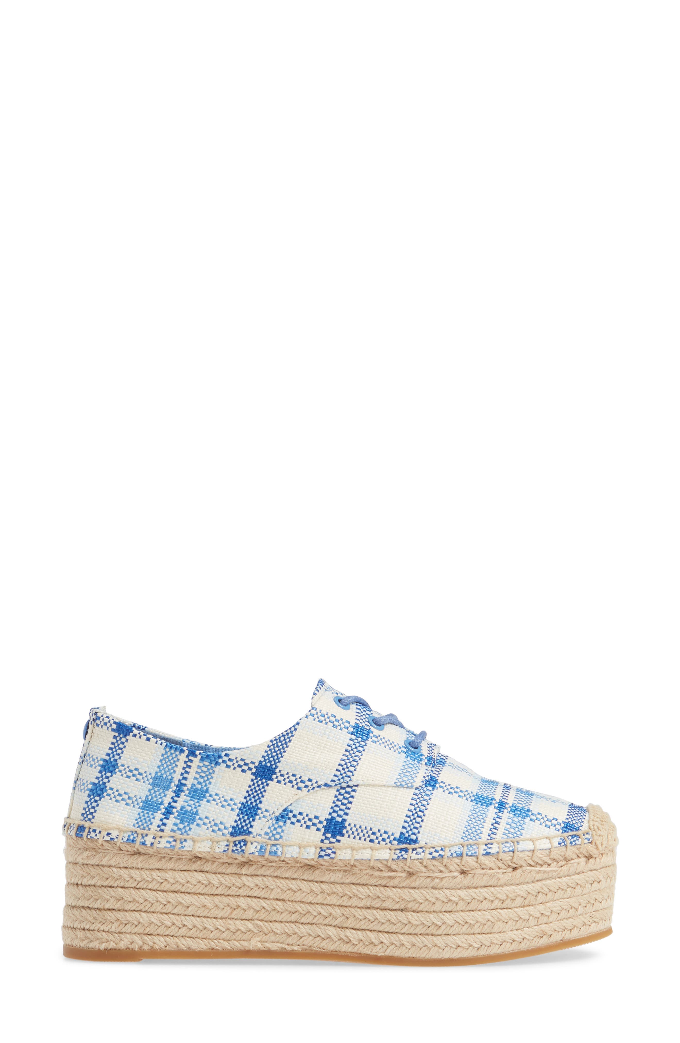 Florence Platform Espadrille, Alternate, color, BLUE CHECK IN PLAID