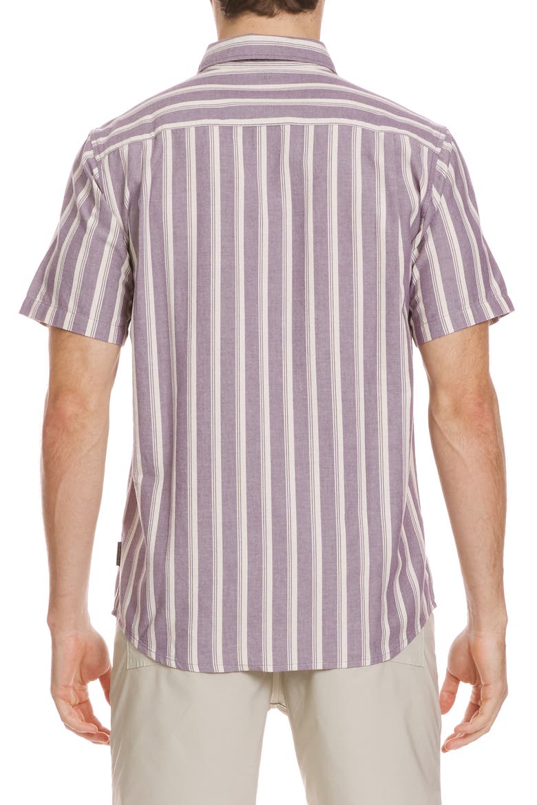 Oxford Stripe Classic Short Sleeve Button-Up Shirt, Alternate, color, SUNSET PURPLE