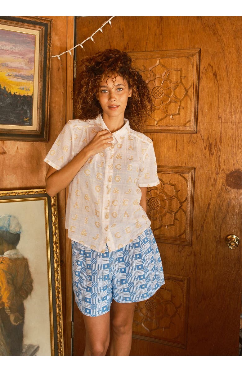 Ace & Jig Winnie Button-up Foldover Collar Blouse, Alternate, color, Initial