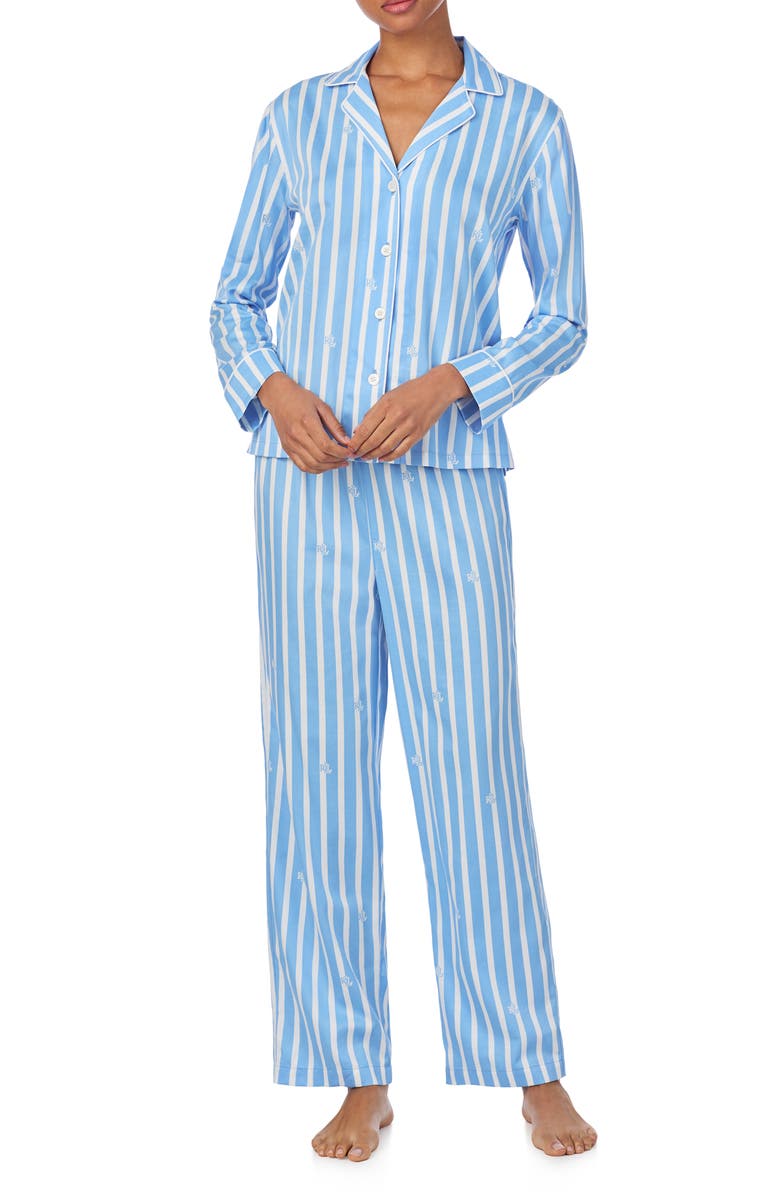 Lauren Ralph Lauren Stripe Cotton Blend Pajamas, Main, color, 