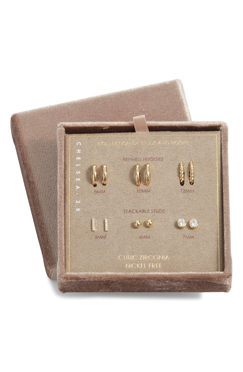 Chelsea28 6-Pack Huggie Hoop & Stud Earring Set, Alternate, color, 