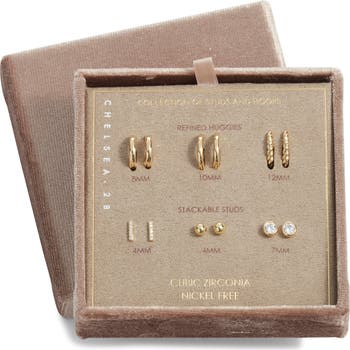 6-Pack Huggie Hoop & Stud Earring Set