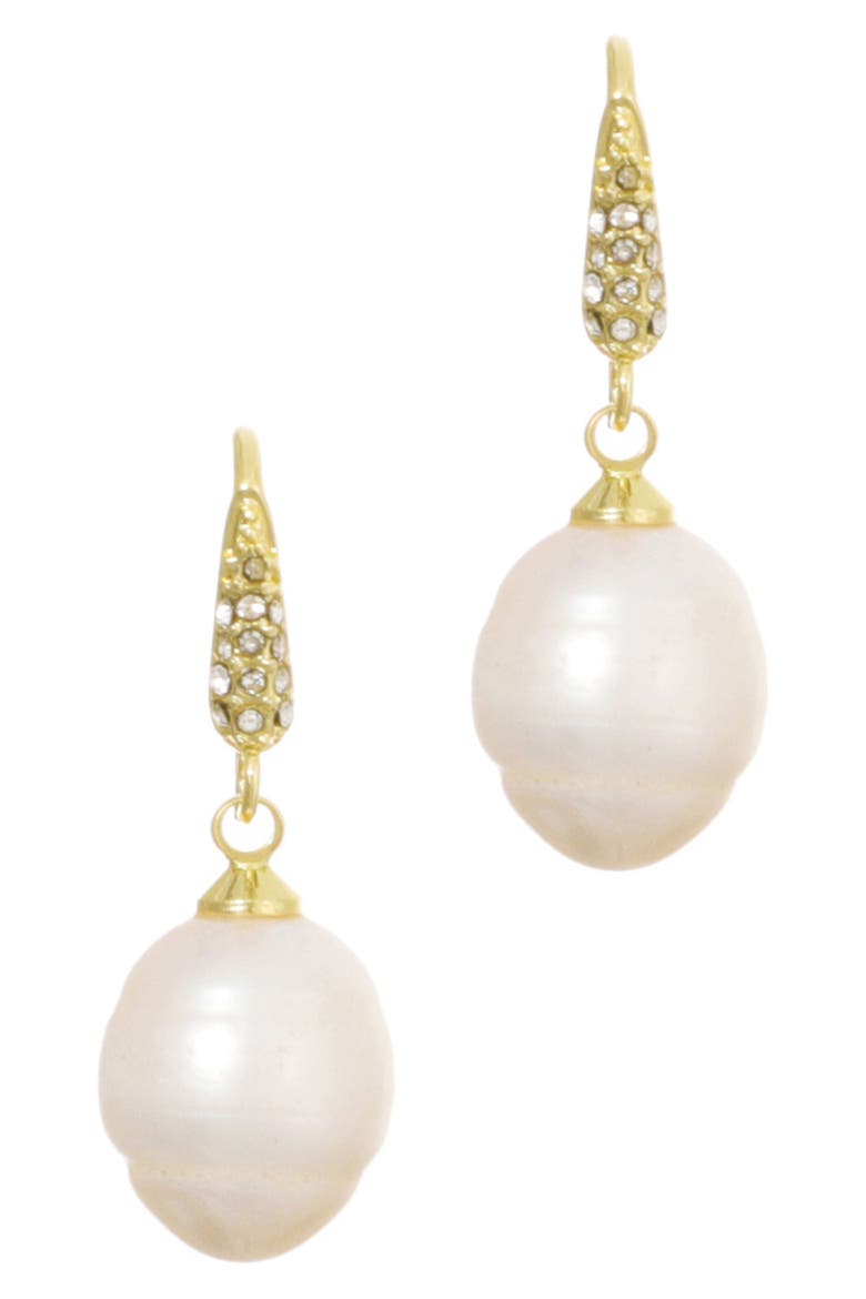 Freshwater Pearl Drop Earrings, Alternate, color, GOLD/ WHITE