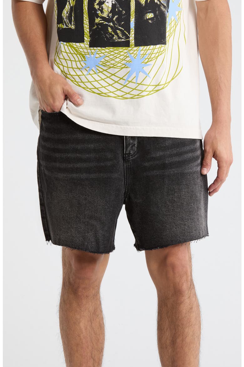 Cutoff Denim Shorts, Main, color, BLACK