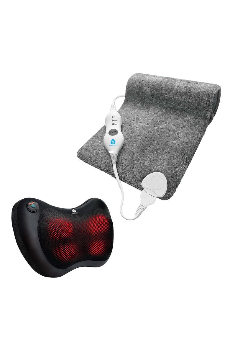PURSONIC Shiatsu Massager & Heating Pad Therapy Set, Main, color, Black