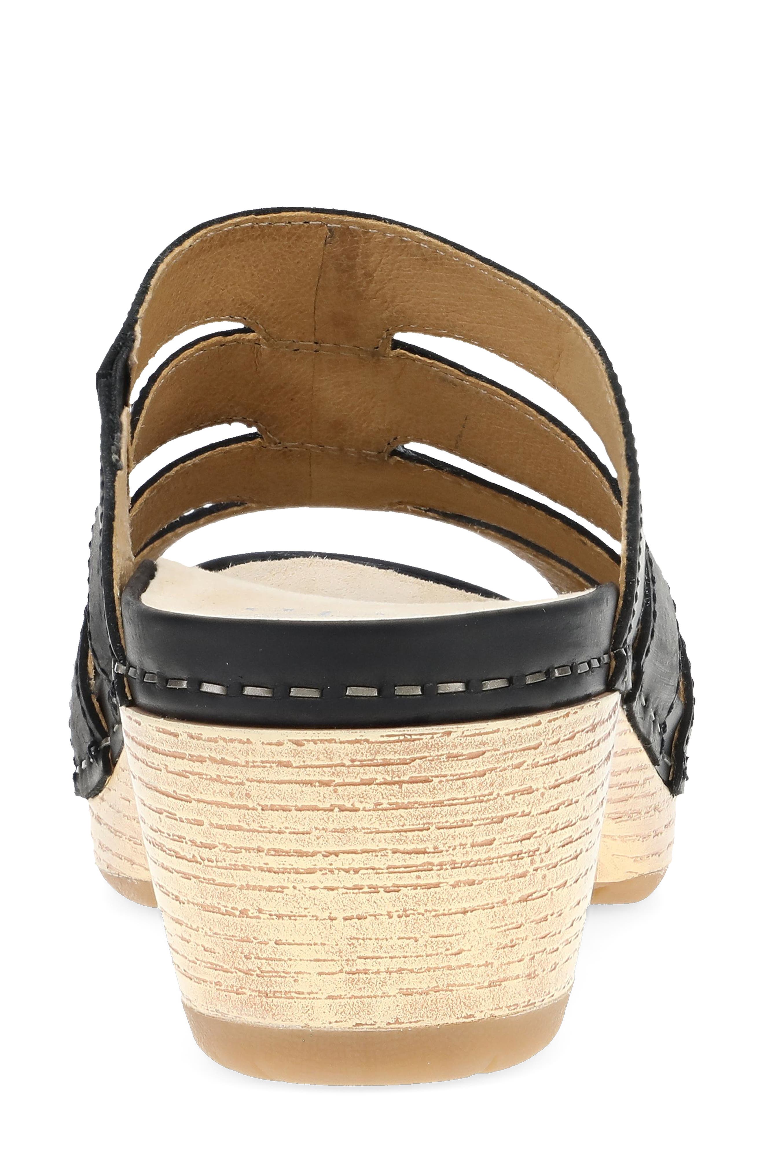 Dansko Lyndi Platform Slide Sandal, Alternate, color, Black Oiled Pull Up