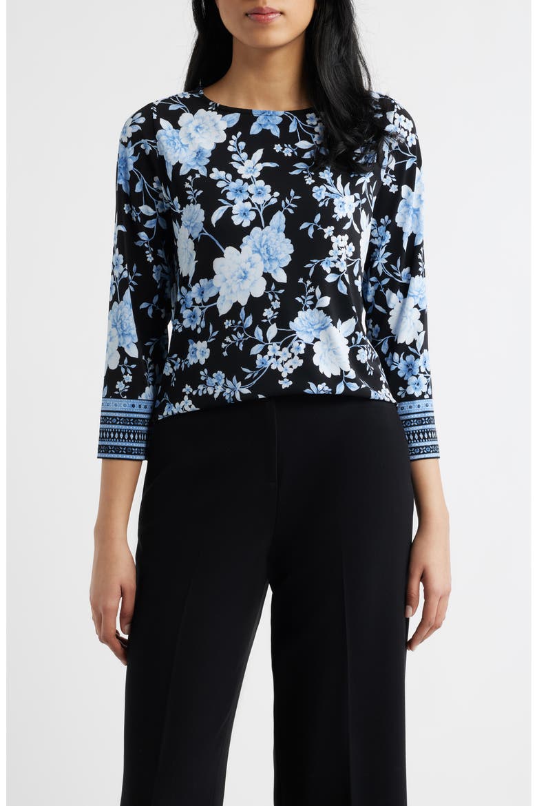 Floral Print Knit Top, Main, color, ANNE BLACK MULTI