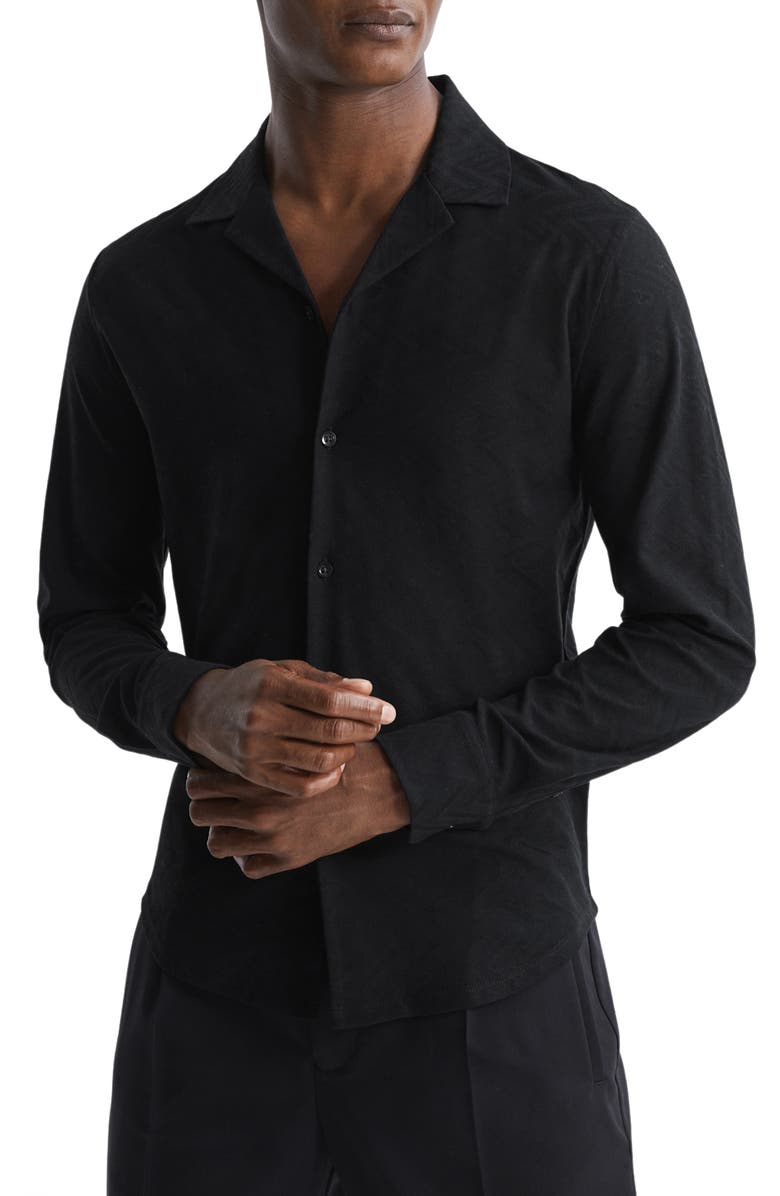 Reiss Ledger Notch Collar Button-Up Shirt, Main, color, 