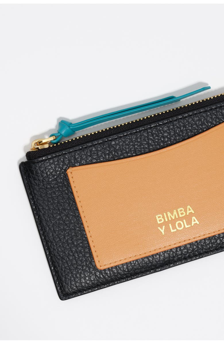 Bimba y Lola Bicolor Leather Wallet, Alternate, color, Black