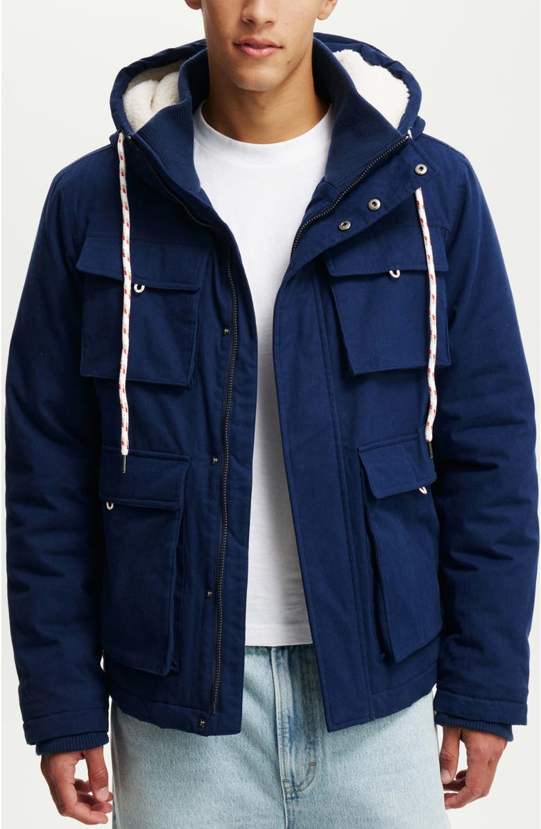 Cotton On Men's Heavy Weight Utility Parka, Main, color, Navy