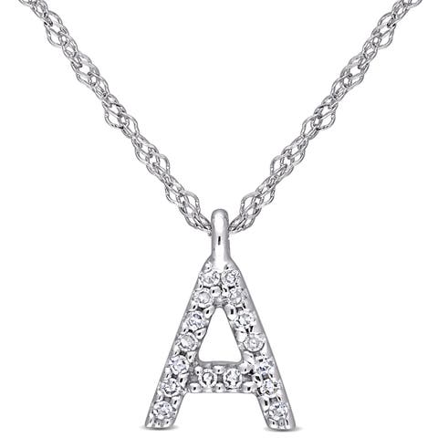 Diamond Initial Pendant Necklace 14k