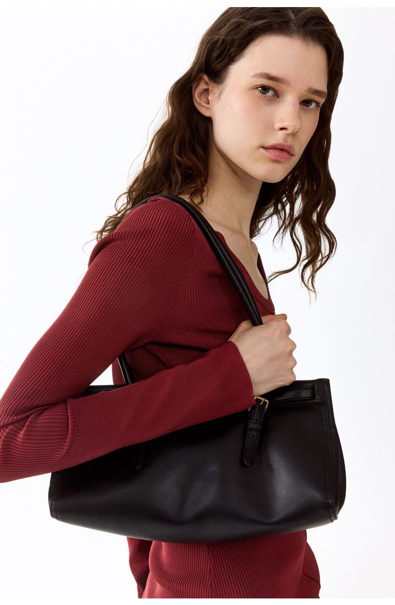 H&M Rib-knit Twist-detail Top, Alternate, color, Burgundy