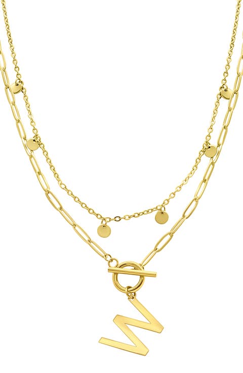 Initial Pendant Layered Chain Necklace