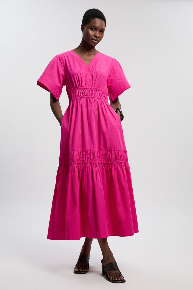 Tiered Cotton Maxi Dress, Main, color, Hot Pink