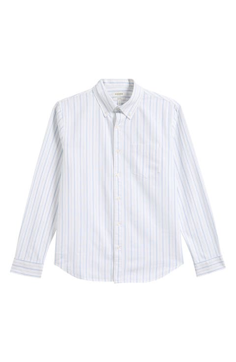 Multi Stripe Stretch Oxford Cotton Button Down Shirt