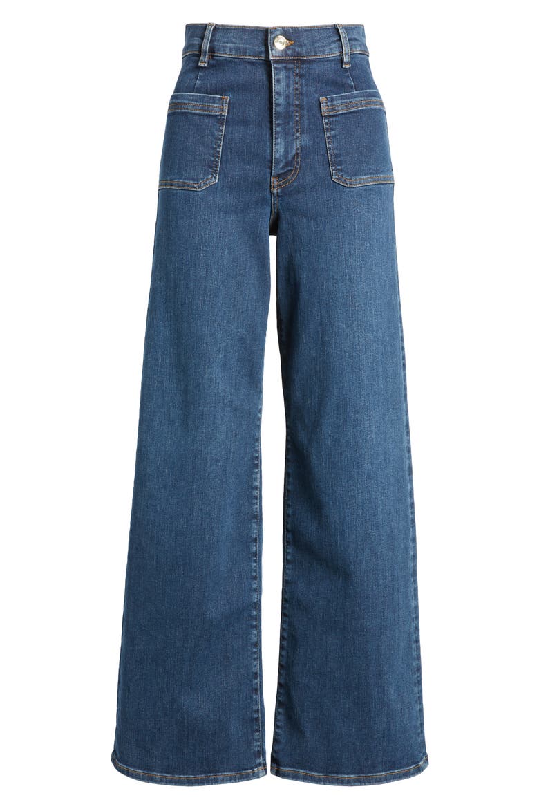 Le Slim Palazzo Bardot Pocket Wide Leg Jeans, Alternate, color, CURSIVE