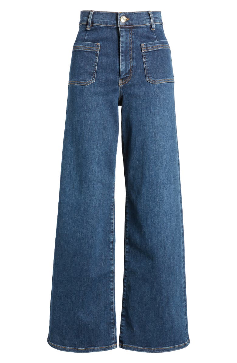 FRAME Le Slim Palazzo Bardot Pocket Wide Leg Jeans, Alternate, color, Cursive